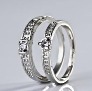 Sterling Silver plated bridal set with cubic zirconia like stones